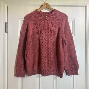 Karen Scott Women’s Sweater Color Pink Size Large Pearl Details